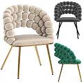 Modern Velvet Accent Chairs With Spherical Back Design And Metal Legs In Various Colors
