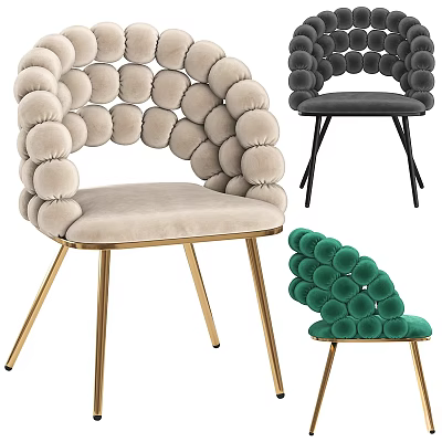 Modern Velvet Accent Chairs With Spherical Back Design And Metal Legs In Various Colors 3d model