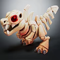 3D Skeleton Dinosaur Creature Character With Red Glowing Eyes And Sharp Teeth 3d model
