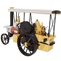 Vintage Yellow Steam Locomotive Model With Black Wheels And Canopy