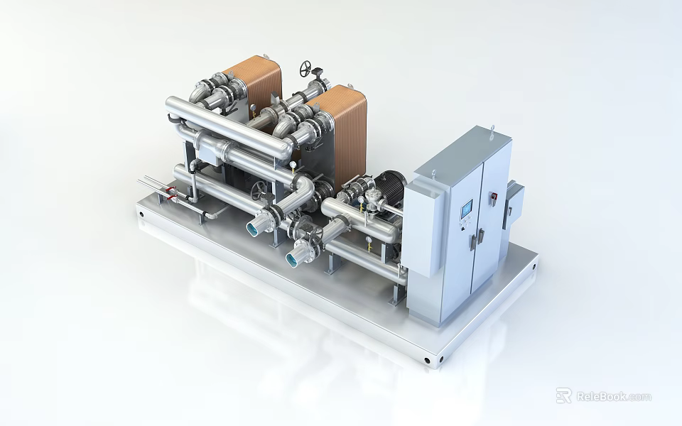Advanced Industrial Equipment With Stainless Steel Pipes Valves And Digital Control Panel 3d model 