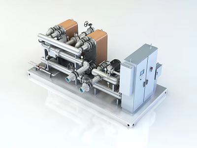Advanced Industrial Equipment With Stainless Steel Pipes Valves And Digital Control Panel 3d model