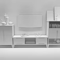 Wooden TV Stand with Side Cabinets Bookshelf and Decorative Deer Figurines TV