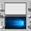 Projection Monitoring Setup With Large Projection Screen Display Screen And Multiple Projectors