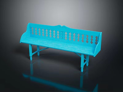 Blue Single Sofa With Carved Backrest And Slim Legs Classic Design 3d model