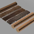 Wooden Construction Components With Various Wood Textures And Cylindrical Rectangular Shapes 3d model