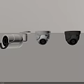 Ceiling Mounted Surveillance Cameras In White And Black Dome And Bullet Types