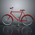 Red Classic Bicycle With Brown Seat And Silver Wheels On Gray Background