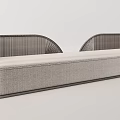 Modern Outdoor Sofa With Curved Woven Back And Comfortable Cushion For Patio
