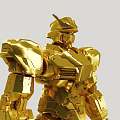 Golden Robot Figure Assembled With Shiny Building Blocks For Creative Play 3d model