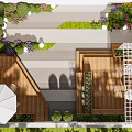 Beautiful Roof Garden Design With Green Plants Wooden Deck And Outdoor Seating