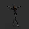 Game And Movie Character Black Figure With Yellow Glowing Face Long Limbs And Dripping Effect