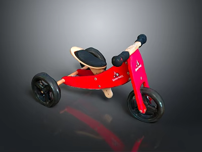 Red Kids Tricycle Featuring Sturdy Frame Black Wheels And Comfortable Seat 3d model