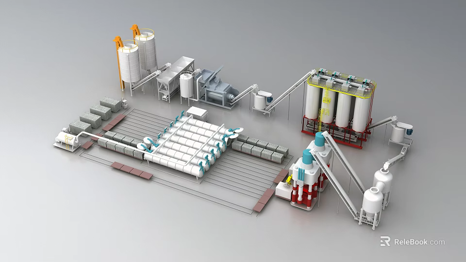 Industrial Factory With Advanced Manufacturing Equipment Production Line And Storage Tanks 3d model 