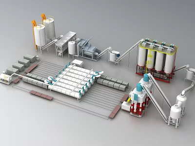 Industrial Factory With Advanced Manufacturing Equipment Production Line And Storage Tanks 3d model