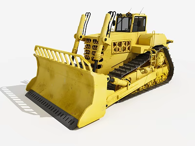 Yellow Bulldozer with Tracks and Front Blade for Construction Tasks 3d model