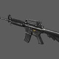 Black Modern Assault Rifle Firearm Featuring Tactical Design And Magazine