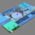 Comprehensive Sports Facility Layout With Basketball Tennis And Swimming Areas