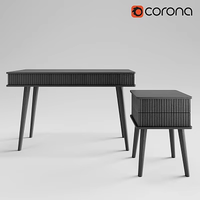 Set of Two Modern Black Storage Cabinets with Drawers and Slender Legs for Home Organization 3d model