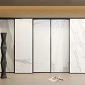 Elegant Modern Interior Wall Paneling With Marble Texture And Decorative Column 3d model
