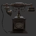 Vintage Antique Telephone With Rotary Dial Wooden Base And Metal Classic Design