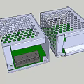 Two Power Supply Enclosures With Grid Design And Green Interior Components 3d model