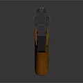 Tactical Revolver With Black Body Orange Grip And Hollowed Metallic Design