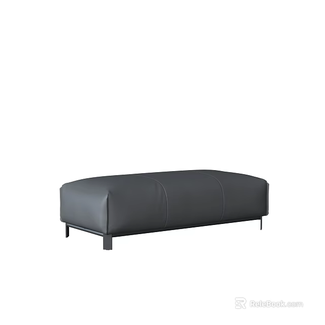 Modern Black Leather Sofa Set With Sleek Lines And Black Metal Legs 3d model 