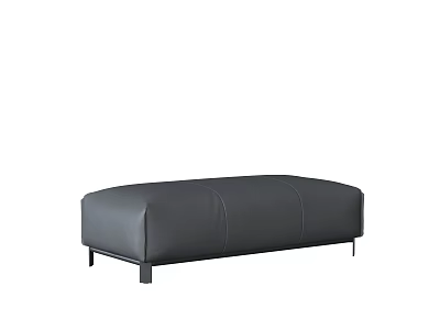 Modern Black Leather Sofa Set With Sleek Lines And Black Metal Legs 3d model