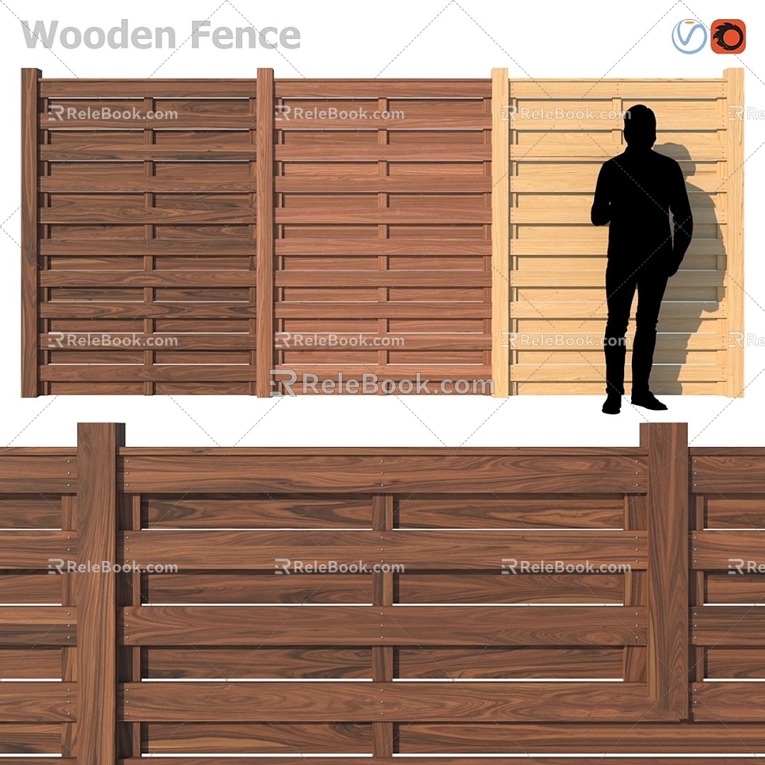 Modern partition fence wooden fence wooden fence wooden board 3d model