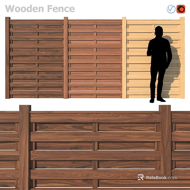 Wooden Slatted Room Dividers With Various Tones For Interior Design 3d model 