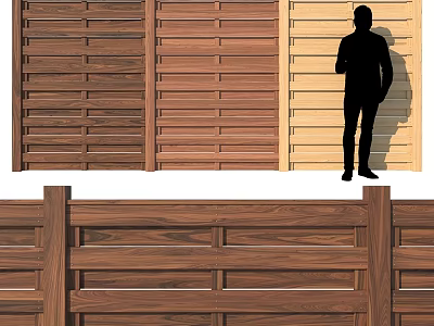 Wooden Slatted Room Dividers With Various Tones For Interior Design 3d model