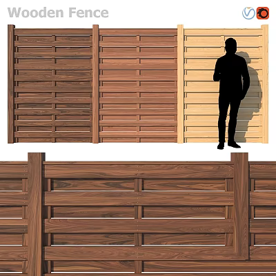 Wooden Slatted Room Dividers With Various Tones For Interior Design 3d model