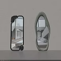 Two Decorative Mirrors with Black Green Frames Irregular Shapes on White Wall Reflecting Indoor Scene