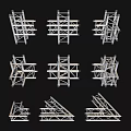 Decorative Ornament Set Featuring Various Geometric Metal Frames and Truss Structures 3d model