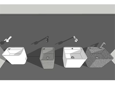 Different Modern Washbasin Designs With Various Colors And Materials For Bathroom 3d model