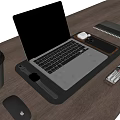 Modern Apple Laptop with iPhone AirPods and Apple Watch in Desk Setup