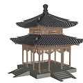 Garden Landscape Featuring Traditional Chinese Pavilion With Multi Tiered Roof And Carved Wooden Details
