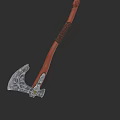 Handcrafted Battle Axe With Wooden Handle And Decorative Metal Head Design