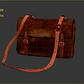Leather Satchel Bag With Brown Orange Color And Adjustable Shoulder Strap