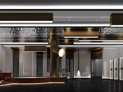 Modern SPA Sauna Interior Design With Metal Accents And Ambient Lighting 3d model
