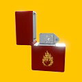 Red Box With Open Lid Featuring Silver Interior Mechanism And Gold Emblem On Yellow Background
