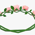 Pink Flower Crown Decorated With Fresh Pink Flowers And Green Leaves