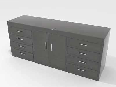 Modern Entryway Cabinet Sideboard With Multiple Drawers Double Doors And Gray Finish 3d model