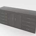 Modern Entryway Cabinet Sideboard With Multiple Drawers Double Doors And Gray Finish
