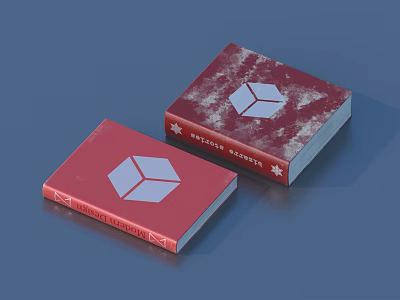 Modern Elements Books With Red Cover And White Geometric Logo 3d model
