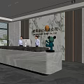 Modern company front desk background wall reception area bar desk reception desk hall simple lobby 3d model