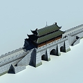 Chinese-style ancient building city wall 3d model