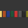 Colorful Plastic Building Blocks In Various Colors Arranged On Gray Surface