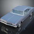 Classic Gray Car with Sleek Body Chrome Details Silver Wheels and Reflection 3d model